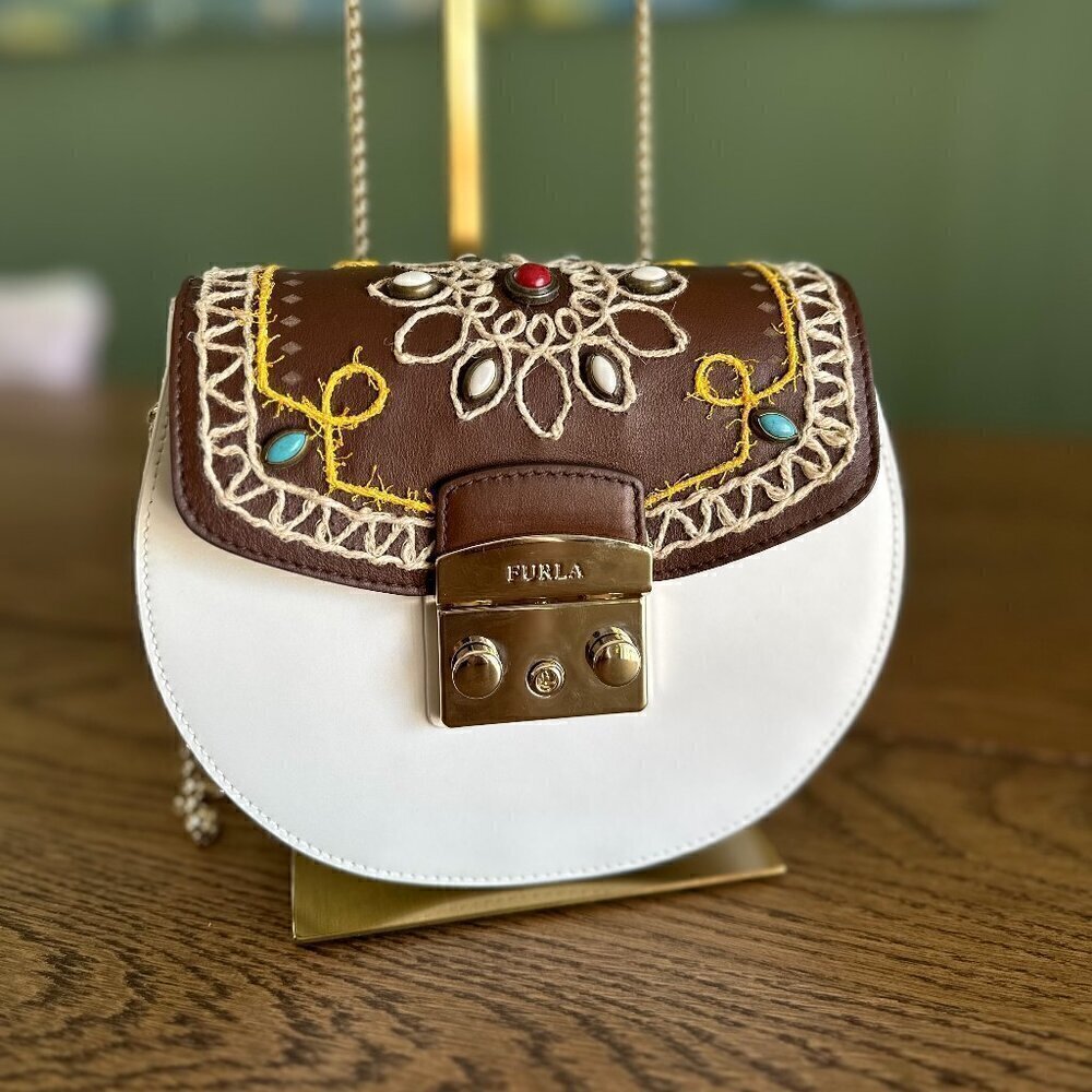 NEW！Furla My Play Interchangeable Metropolis Leather Flap -Bohemia brown
